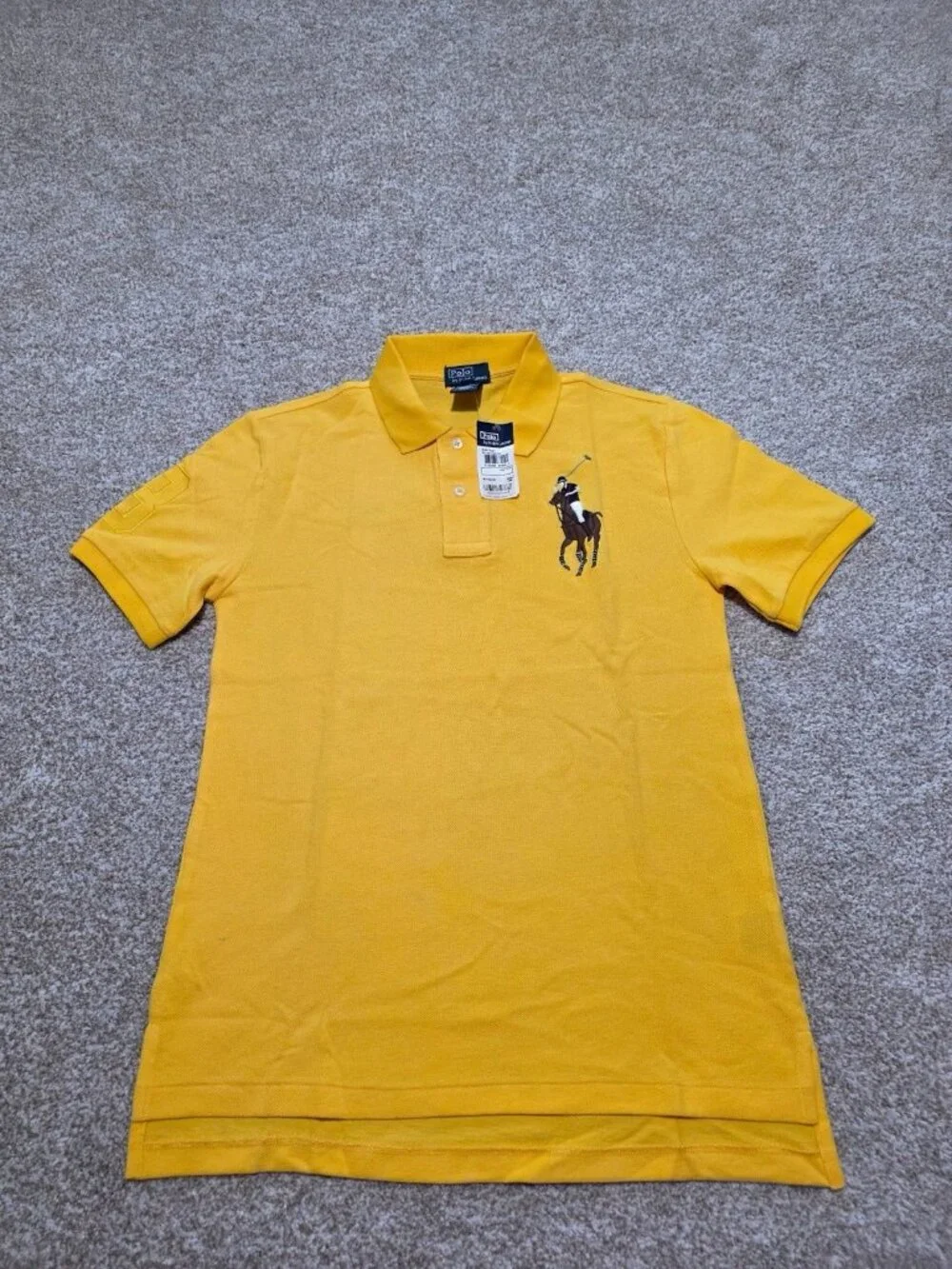 Polo By Ralph Lauren Youth Boys Yellow Polo Large Pony Logo Shirt Size L (14-16)